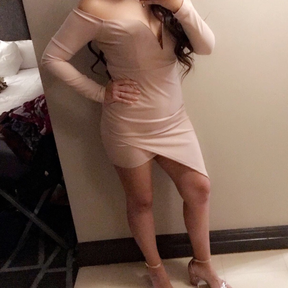 Nude long sleeve dress